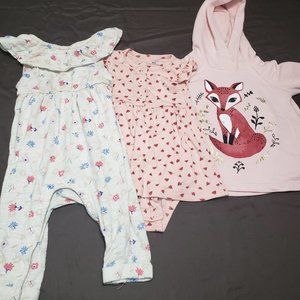 Baby Bundle Animals Ladybug Fox Floral 6-12/9m girls Old Navy/Carters 3 Piece